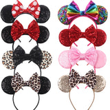Colorful Sequins 5"Bows Mouse Ear Headbands for Adults Girls Festival Party Hair Accessories Women Girls Rainbow Hairbands