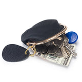 Coin Purse Kiss Lock Coin Purse for Women Large Capacity Coins Pouch Vintage Change Purse Genuine Leather Small Wallet for Women
