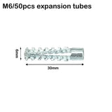 20/50/100sets Metal Serrated Expansion Tube Self Tapping Screws Pipe Drilling Plug for Concrete Wall Anchors Fasteners Bolt Kits