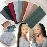 Women Solid Color Knitting Headband Elastic Vintage Yoga Sports Hairbands Gym Outdoor Sweat Absorbing Headwrap Hair Accessories