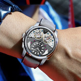 AILANG Automatic Mechanical Waterproof Sport Military Men Watch Luxury Double Tourbillon Man Wristwatch Leather Strap