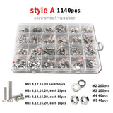 M1.6 M2 M2.5 M3 M4 M5 Cross Phillips Flat Countersunk Head Screws 304 Stainless Steel Bolt and Nut Washer Assortment Set Kit Box