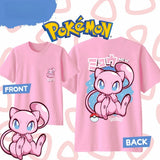 Anime Pokémon Mew Printed Cotton T-shirt Summer Men's and Women's Harajuku Clothing Fashion Casual Street T-shirt Fan Gifts