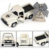 Alloy Vintage Coffee Truck Mini Casting Farmhouse Decor with Bean Bag Non Electric Desktop Accessory for Coffee Bar Display