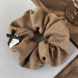 Tie Set with Vintage Butterfly Bow, Fabric Patch Large Intestine Design Knitted Bun Headband and Low Ponytail Hair Rope