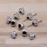 IFOCUS 10pcs/Lot Dog Paw European Big Hole Beads For DIY Jewelry Making Zinc Alloy 10x9x6mm/0.39x0.35x0.24inch