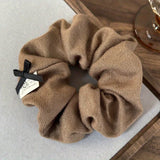 Tie Set with Vintage Butterfly Bow, Fabric Patch Large Intestine Design Knitted Bun Headband and Low Ponytail Hair Rope