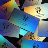 Holographic Foil Custom business card  Black card hollowing Design and Print black card stock foil silver foil cal Luxurious