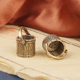 2pcs Antique Small Copperware Buddha Tea Mini Bucket Set Copper Teacup Brass Keychain Pendant Home Decoration Crafts Gift