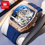 OLEVS 6779 Transparent Hollow Mechanical Men's Watches Fashion Luxury Silicone Strap Waterproof Skeleton Automatic Watch For Man