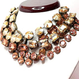 Vintage Geometric Glass Crystal Necklace Creative Trend Clothing Accessories Copper Claw Set Crystal Jewelry