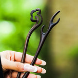 Retro Ebony Hairpin Chinese Antique Style Carved Hairpin Simple Temperament Qipao Hanfu Dished Hair Accessories for Women