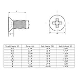 M1.6 M2 M2.5 M3 M4 M5 Cross Phillips Flat Countersunk Head Screws 304 Stainless Steel Bolt and Nut Washer Assortment Set Kit Box