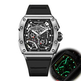 CERIEPON Fully Automatic Luminous Men's Branded Hollowed Out Wine Barrel Shaped Men's Mechanical Men's Watch 5ATM