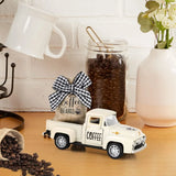 Alloy Vintage Coffee Truck Mini Casting Farmhouse Decor with Bean Bag Non Electric Desktop Accessory for Coffee Bar Display