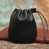 NASVA Genuine Leather  Coin Purse Men Women  Vintage Small Coin Wallet Hard Leather Money Pocket Drawstring Storage Bag