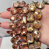 Vintage Geometric Glass Crystal Necklace Creative Trend Clothing Accessories Copper Claw Set Crystal Jewelry