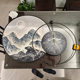 Decorative Painting With Clock Back Hanging Painting High-end Living Room Landscape Light Luxury Mural Clocks Wall Home Decor