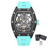 MEGIR Men Mechanical Watch Fashion Tonneau Skeleton Dial Waterproof Automatic Wristwatch Outdoor Sport Clock with Luminous Hands