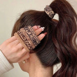 5Pcs High Elasticity Leopard Pattern Hair Scrunchies, Women Vintage Hair Tie Ponytail Holder Hair Accessories Hair Ties