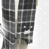 Y2k Aesthetic Vintage Cat Embroidery Kawaii Women Neckerchief Japanese Plaid Cute Cat Scarves 2026 Winter Harajuku Scarf Femme