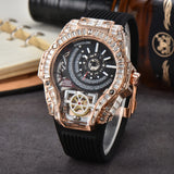 Full diamond Case Business Luxury Top Mens Watches Rubber Strap Color Creative Decorative Quartz Watch Men AAA Clocks Relogio