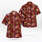 2026 Pokémon Printed Tropi Pokemon Magikarp Button Up Red Hawaiian Shirt Men's T-Shirt Children's Clothing Tee Y2k Woman