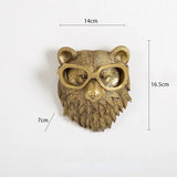 Antique Bronze Resin Animal Pendant Golden Deer Head Wall Storage Hook Up Background Wall Accessories Decorative Figurines