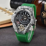 Full diamond Case Business Luxury Top Mens Watches Rubber Strap Color Creative Decorative Quartz Watch Men AAA Clocks Relogio