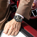 POEDAGAR Top Luxury Men's Watches Original Mechanical Stainless Steel Men Clock Waterproof Hollow Tourbillon Automatic Man Watch