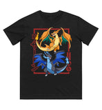 Pokémon Charizard Evolution Printed Pure Cotton T-shirt Men and Women Spring/Summer New Collection Fashion Short Sleeved Shirt