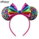 Colorful Sequins 5"Bows Mouse Ear Headbands for Adults Girls Festival Party Hair Accessories Women Girls Rainbow Hairbands