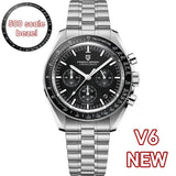 New PAGANI DESIGN Moon Men Watch Retro Luxury Quartz Watches For Men Stainless steel Sport waterproof Chronograph Man+With BOX