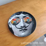 Italian Vintage Face Decorative Wall Plate For Home Bar Background Decor Handcrafted Hanging Ornament Unique Gift