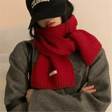 2025 New Knitted Red Scarf Women Winter Simple Classic Solid Color Wraps Men Couple Scarf New Soft Warm Thermal Wool Muffler