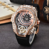 Full diamond Case Business Luxury Top Mens Watches Rubber Strap Color Creative Decorative Quartz Watch Men AAA Clocks Relogio