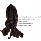 Floral Autumn Winter Cotton Linen Scarf Keep Warm Square Pleated Printed Scarf Luxury Brand Designer Vintage Shawl Wrap