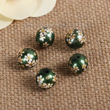 5PCs 10mm Glass Vintage Painting Japanese Tensha Beads Round Flower Imitation Pearl Beads Diy Bracelet Jewelry Making Findings