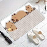 Cute Capybara Pattern Bathroom Mat – Non-Slip, Machine Washable Rug for Sink, Bathtub, Shower & Kitchen Floor | Home Decor