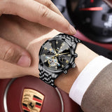 POEDAGAR Top Luxury Men's Watches Original Mechanical Stainless Steel Men Clock Waterproof Hollow Tourbillon Automatic Man Watch