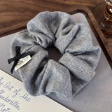 Tie Set with Vintage Butterfly Bow, Fabric Patch Large Intestine Design Knitted Bun Headband and Low Ponytail Hair Rope