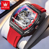 OLEVS 6779 Transparent Hollow Mechanical Men's Watches Fashion Luxury Silicone Strap Waterproof Skeleton Automatic Watch For Man