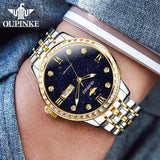 OUPINKE 3241 Man Watch High-end Luxury Original Automatic Mechanical Wrist Watches for Men Starry Sky Dial Elegant Mens Watch