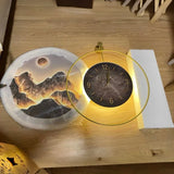 Decorative Painting With Clock Back Hanging Painting High-end Living Room Landscape Light Luxury Mural Clocks Wall Home Decor