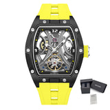 MEGIR Men Mechanical Watch Fashion Tonneau Skeleton Dial Waterproof Automatic Wristwatch Outdoor Sport Clock with Luminous Hands