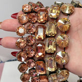 Vintage Geometric Glass Crystal Necklace Creative Trend Clothing Accessories Copper Claw Set Crystal Jewelry