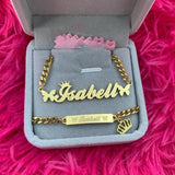 Custom Crown Butterfly Name Necklace Bracelet for Women Jewelry Stainles Steel Gold Color Nameplate Kids Set Best Gifts