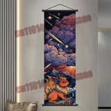 Printed Pokemon Poster, Anime Wall Artwork, Gengar Eevee Pikachu Images, Scroll Paintings, Retro Artist Home Living Room Decor