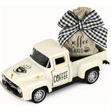Alloy Vintage Coffee Truck Mini Casting Farmhouse Decor with Bean Bag Non Electric Desktop Accessory for Coffee Bar Display