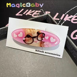 Vintage Y2K Kawaii Dog Paw Angel Bear Cross Wings Sweet Side Clip Hairpin Hair Accessories For Women Girls